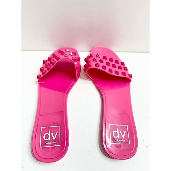 Dolce Vita Jelly Sandals Womens Size 5‎ Skylar Pink Spiked Slip On Slides - Picture 6 of 9